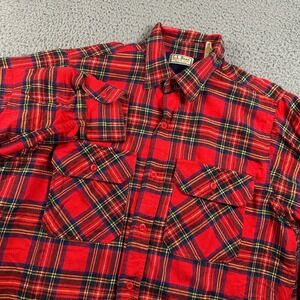 Vtg L.L. Bean Men's Button Down Shirt Large Red Plaid Quilted Lined Shacket USA